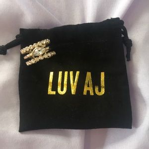 Luv AJ Yellow Gold Plated Crystal Ring